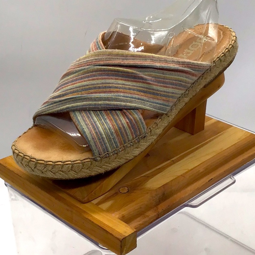 Born Drilles Striped Criss Cross Slide-On Sandal